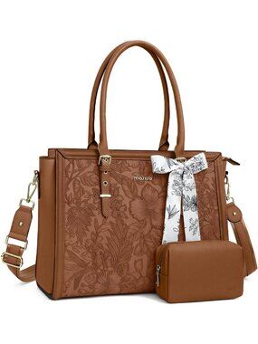 Stylish PU Leather Tote Bag for 17-17.3 inch Laptops, Perfect for Women